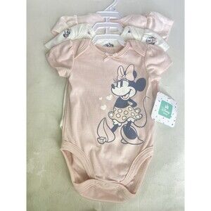 Disney Minnie Mouse 3 Piece Snap Bodysuit Romper Set Baby Girls Size 3-6 Months
